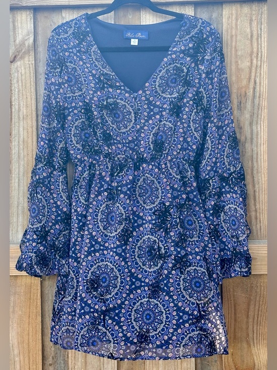 Francesca's Collections Dresses & Skirts - Francesca's Collections Paisley Blue Rain Dress Bell Sleeves Boho Size Medium